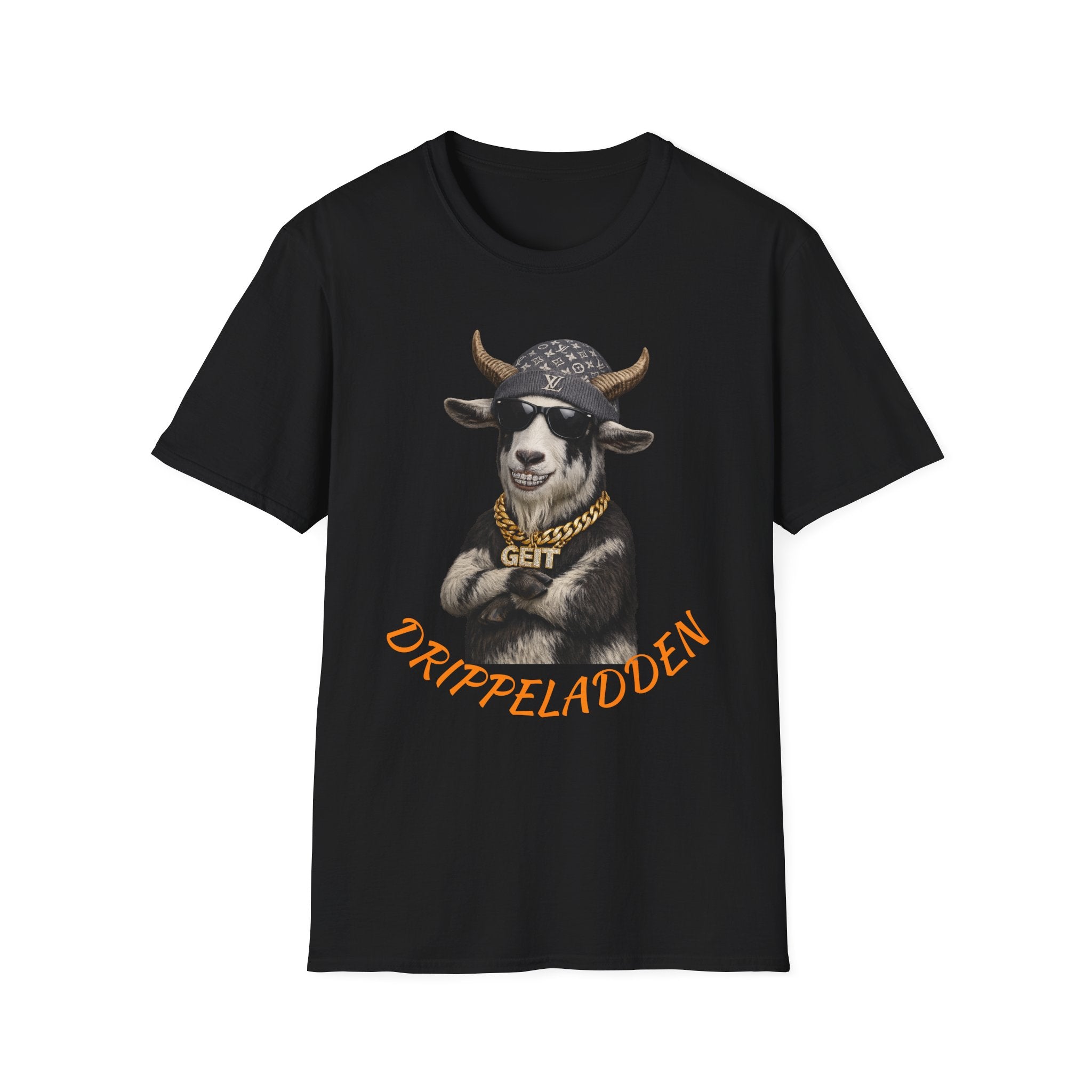 Goat Graphic Tee — Cool Goat with Shades & Gold Chain ("Ziripfelkauden" Design)