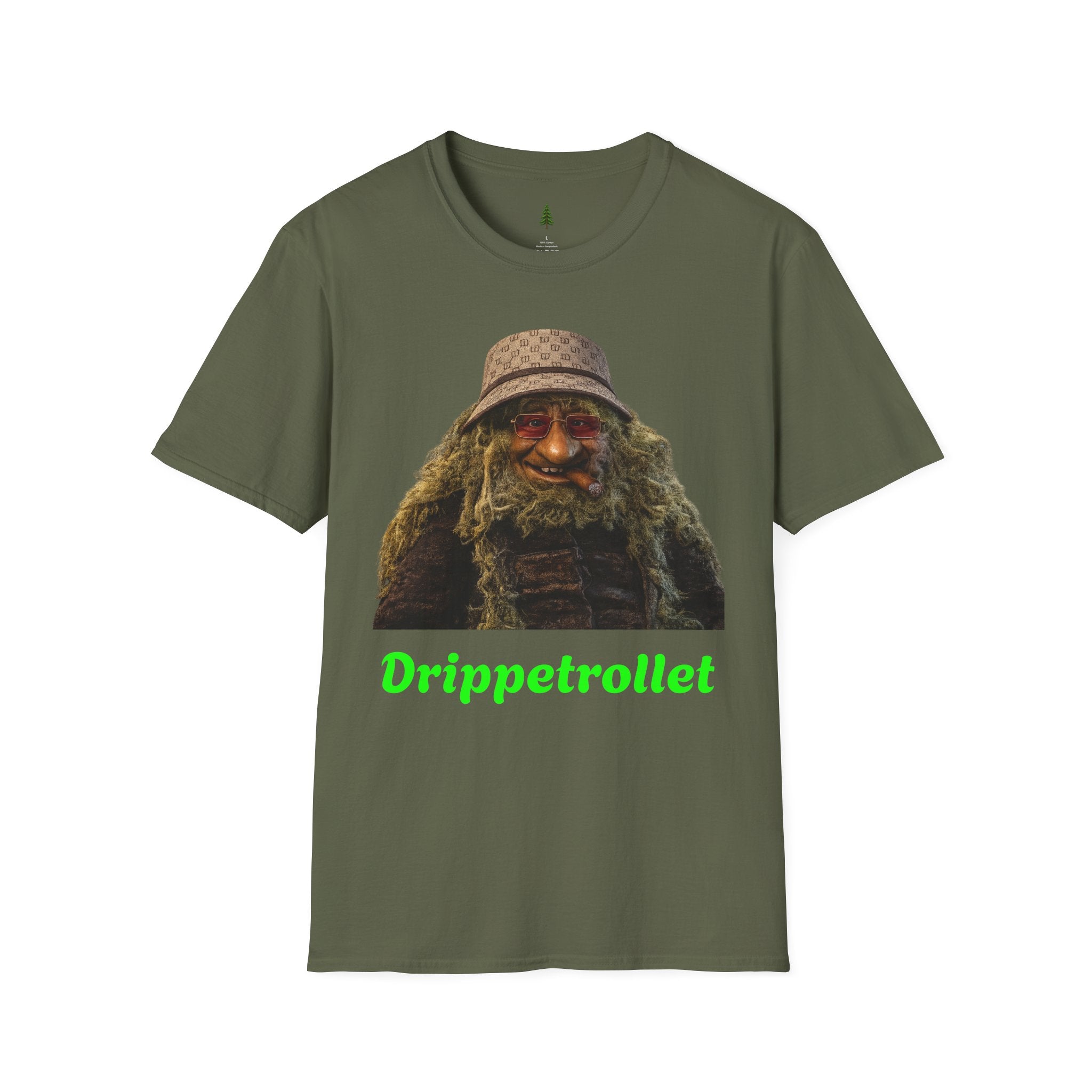 Drippetrollet Graphic T-Shirt — Funny Mossy Guy Design