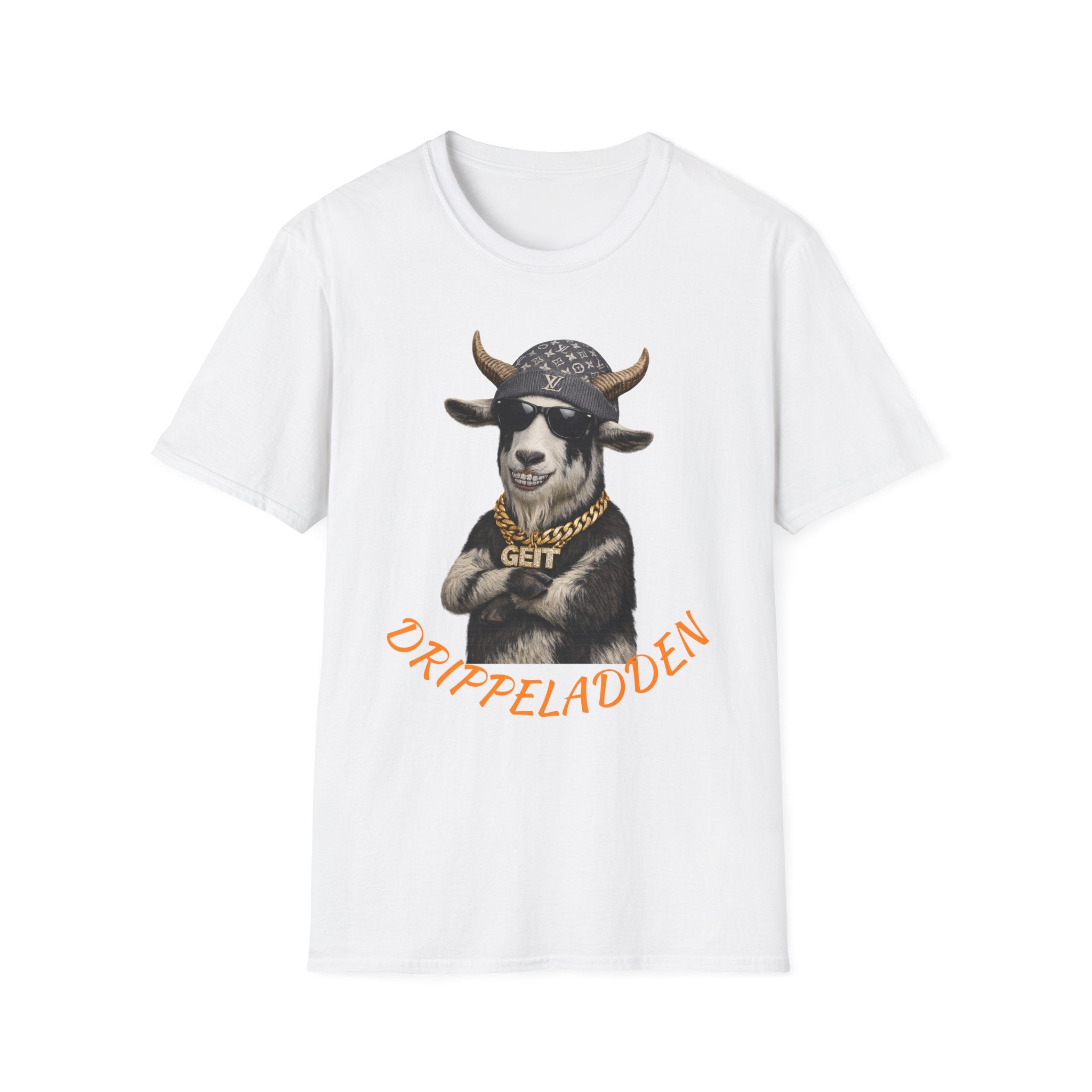 Goat Graphic Tee — Cool Goat with Shades & Gold Chain ("Ziripfelkauden" Design)