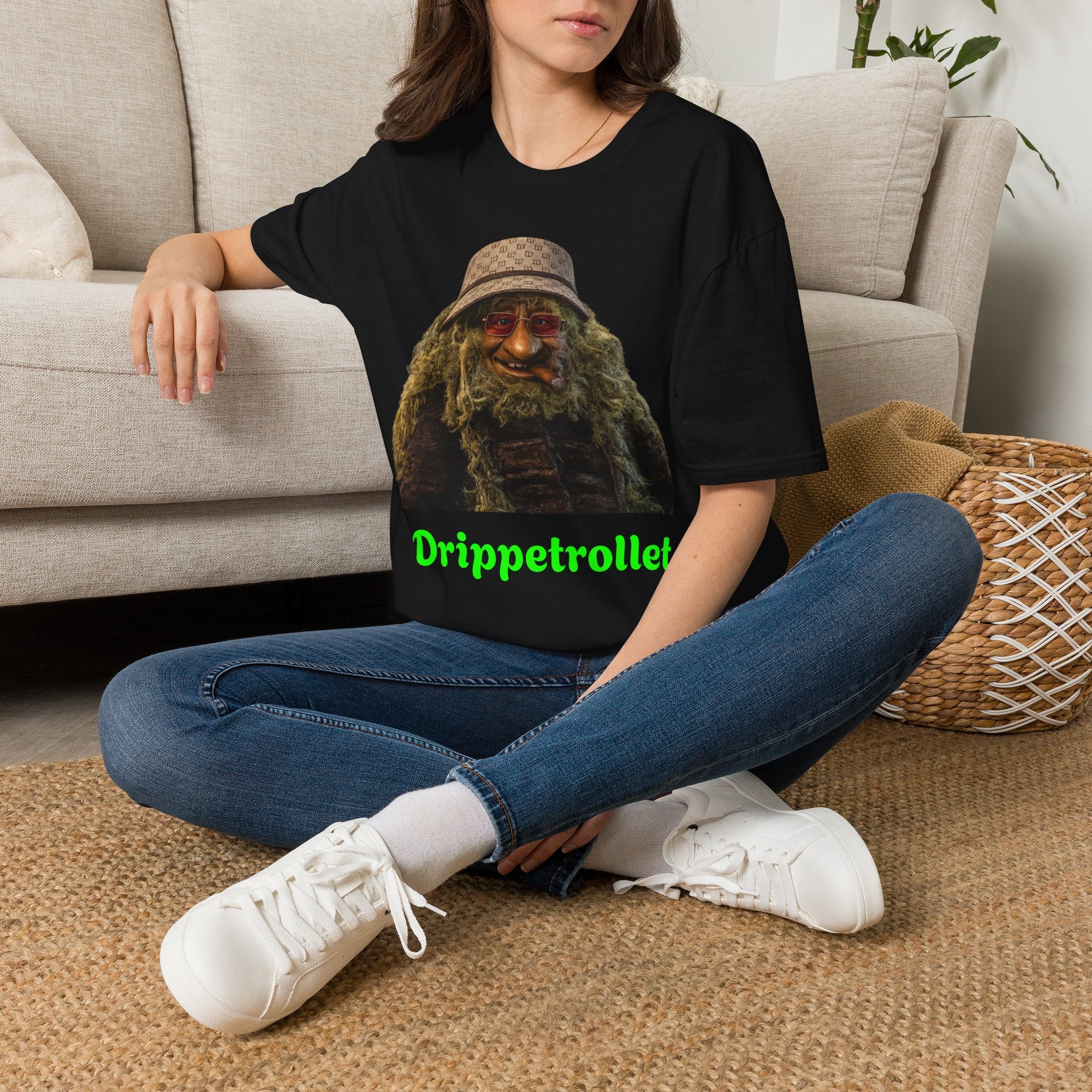 Drippetrollet Graphic T-Shirt — Funny Mossy Guy Design