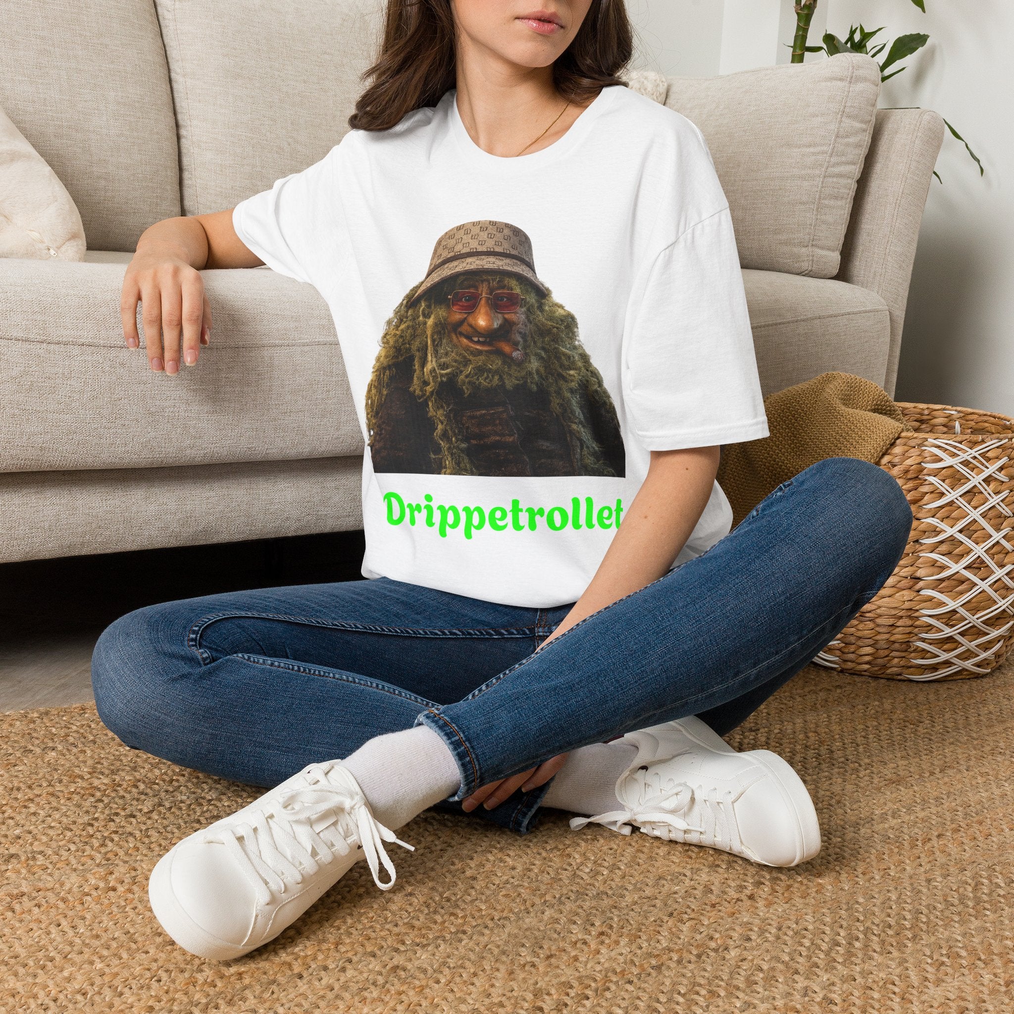 Drippetrollet Graphic T-Shirt — Funny Mossy Guy Design