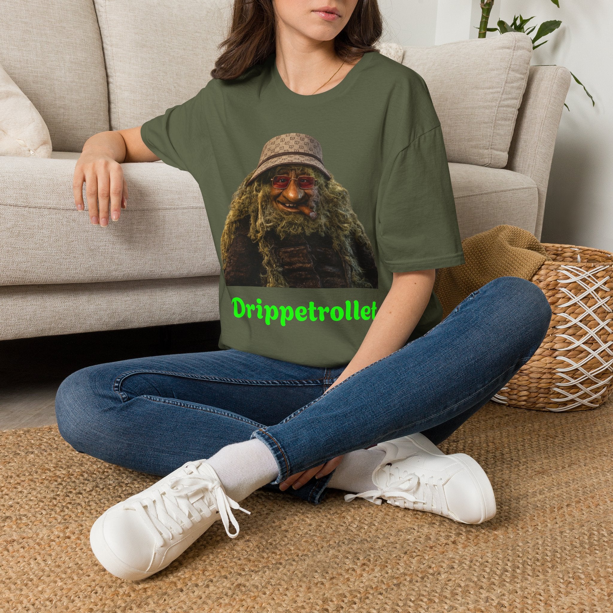 Drippetrollet Graphic T-Shirt — Funny Mossy Guy Design