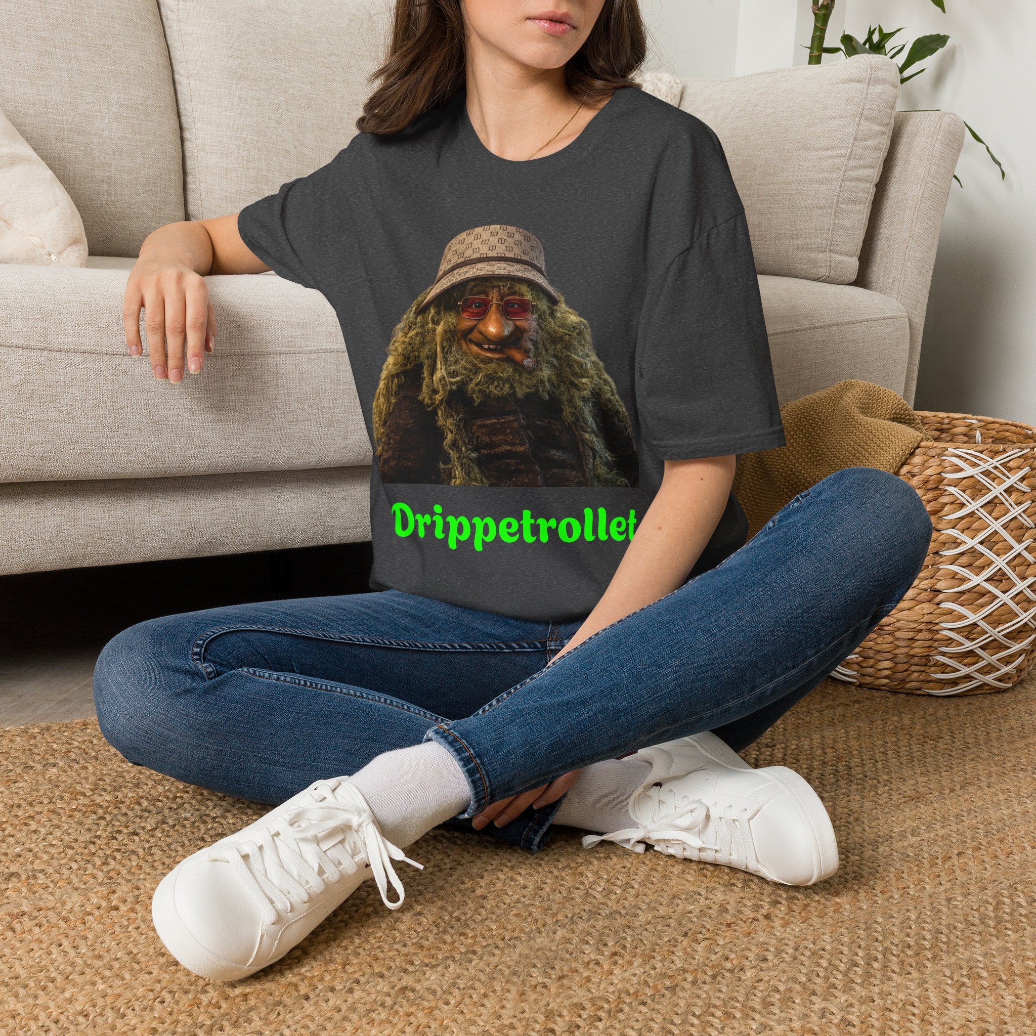 Drippetrollet Graphic T-Shirt — Funny Mossy Guy Design