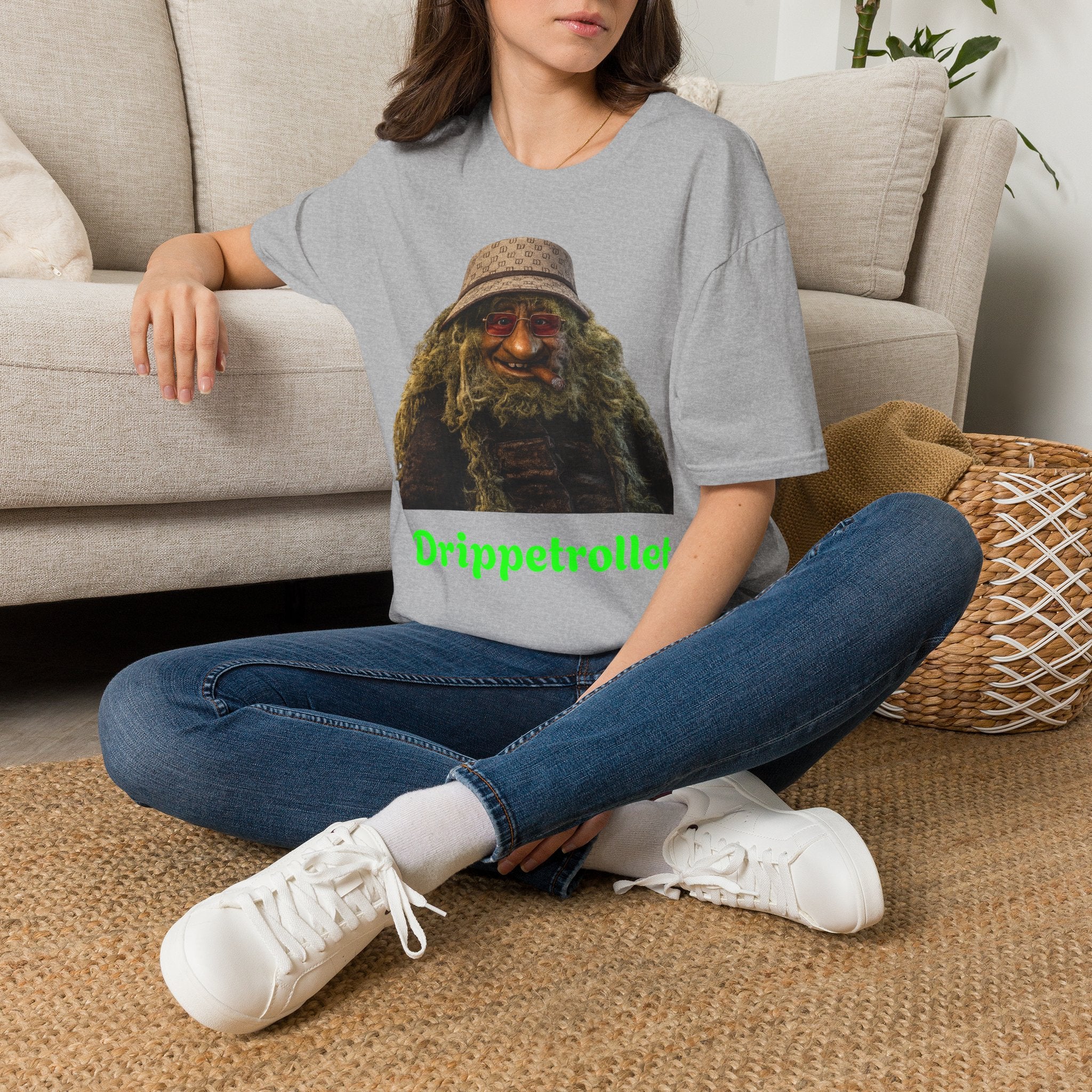 Drippetrollet Graphic T-Shirt — Funny Mossy Guy Design